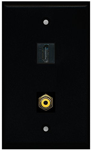 RiteAV - Black 1 Port HDMI 1 Port RCA Yellow Wall Plate