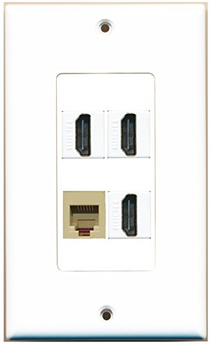 RiteAV - 3 Port HDMI 1 Port Phone RJ11 RJ12 Beige Wall Plate Decorative