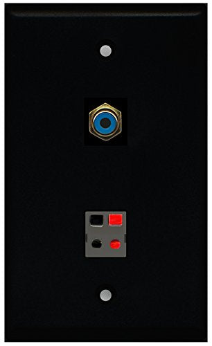 RiteAV - Black 1 Port RCA Blue 1 Port Speaker Wall Plate
