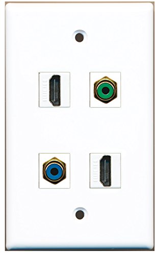 RiteAV - 2 Port HDMI 1 Port RCA Green 1 Port RCA Blue Wall Plate