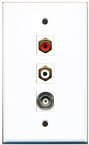 RiteAV - 1 Port RCA Red and 1 Port RCA White and 1 Port BNC Wall Plate