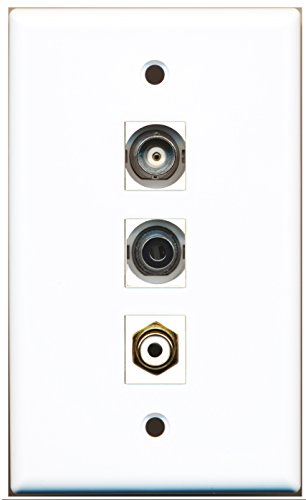 RiteAV - 1 Port RCA White and 1 Port 3.5mm and 1 Port BNC Wall Plate