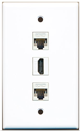 RiteAV - 1 Port HDMI 2 Port Cat5e Ethernet White Wall Plate