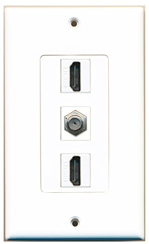 RiteAV - 2 Port HDMI and 1 Port Coax Cable TV- F-Type Decorative Wall Plate Decorative