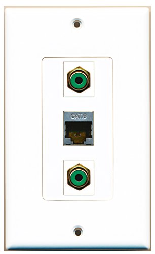 RiteAV - 2 Port RCA Green and 1 Port Shielded Cat6 Ethernet Decorative Wall Plate Decorative