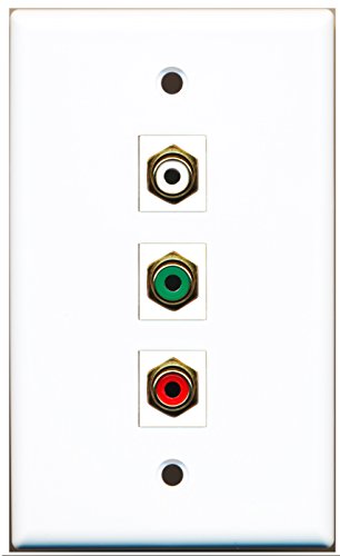 RiteAV - 1 Port RCA Red and 1 Port RCA White and 1 Port RCA Green Wall Plate