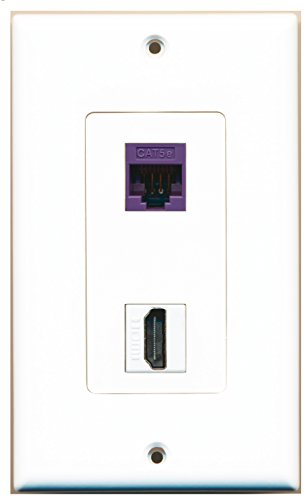 RiteAV - 1 Cat5e Purple Ethernet Port and 1 HDMI Female Decorative Wal ...