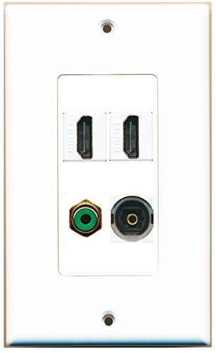 RiteAV - 2 Port HDMI 1 Port RCA Green 1 Port Toslink Wall Plate Decorative