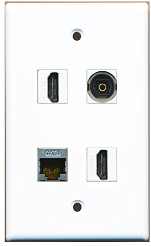 RiteAV - 2 Port HDMI 1 Port Shielded Cat6 Ethernet 1 Port Toslink Wall Plate