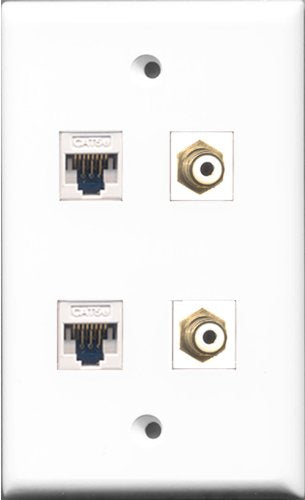 RiteAV - 2 Port RCA White 2 Port Cat5e Ethernet White Wall Plate