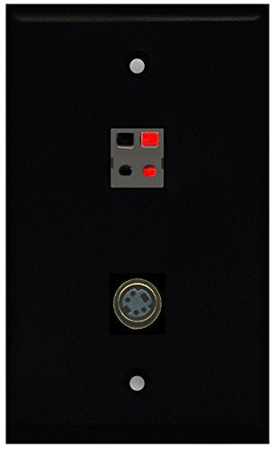RiteAV - Black 1 Port S-Video 1 Port Speaker Wall Plate