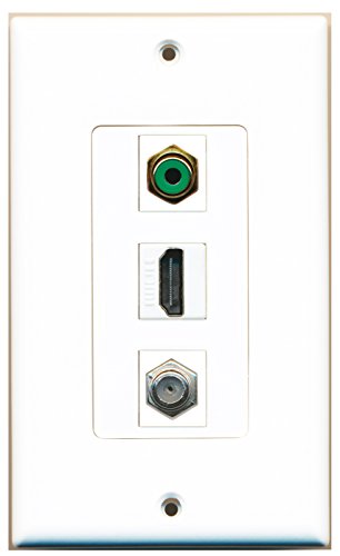 RiteAV - 1 Port HDMI and 1 Port RCA Green and 1 Port Coax Cable TV- F-Type Decorative Wall Plate