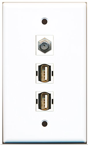 RiteAV - 1 Port Coax Cable TV- F-Type 2 Port USB A-A Wall Plate