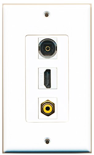 RiteAV - 1 Port HDMI 1 RCA Yellow 1 Toslink Wall Plate Decorative