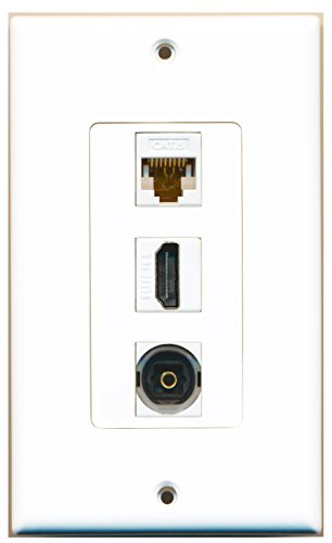 RiteAV - 1 Port HDMI and 1 Port Toslink and 1 Port Cat6 Ethernet White Decorative Wall Plate