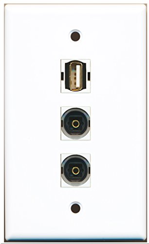 RiteAV - 1 Port USB A-A 2 Port Toslink Wall Plate