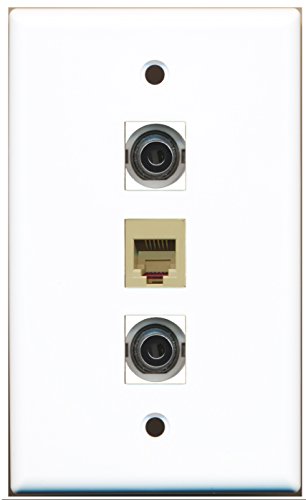 RiteAV - 1 Port Phone RJ11 RJ12 Beige 2 Port 3.5mm Wall Plate