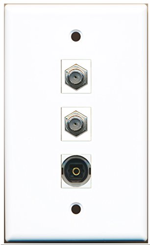 RiteAV - 2 Port Coax Cable TV- F-Type and 1 Port Toslink Wall Plate