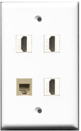 RiteAV - 3 Port HDMI 1 Port Phone RJ11 RJ12 Beige Wall Plate