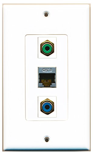 RiteAV - 1 Port RCA Green and 1 Port RCA Blue and 1 Port Shielded Cat6 Ethernet Decorative Wall Plate Decorative