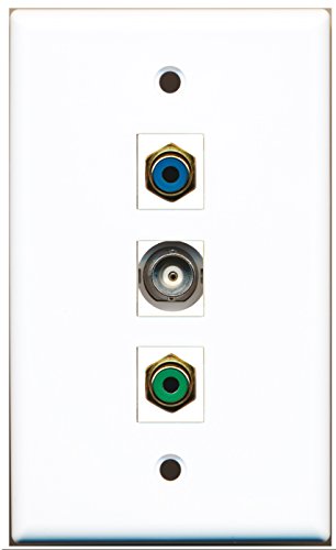 RiteAV - 1 Port RCA Green and 1 Port RCA Blue and 1 Port BNC Wall Plate