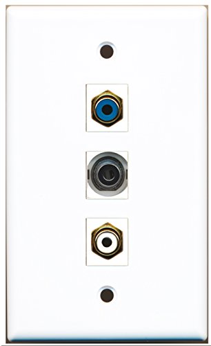 RiteAV - 1 Port RCA White and 1 Port RCA Blue and 1 Port 3.5mm Wall Plate