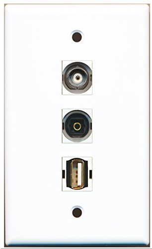 RiteAV - 1 Port USB A-A and 1 Port Toslink and 1 Port BNC Wall Plate