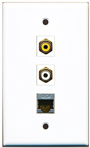 RiteAV - 1 Port RCA White and 1 Port RCA Yellow and 1 Port Shielded Cat6 Ethernet Wall Plate