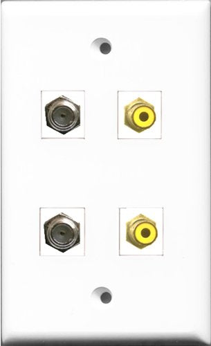 RiteAV - 2 Port RCA Yellow 2 Port Coax Cable TV- F-Type Wall Plate