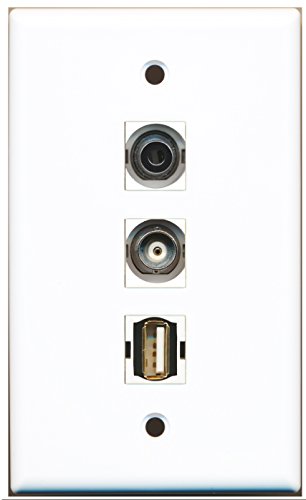 RiteAV - 1 Port USB A-A and 1 Port 3.5mm and 1 Port BNC Wall Plate