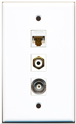 RiteAV - 1 Port RCA White and 1 Port BNC and 1 Port Cat6 Ethernet White Wall Plate