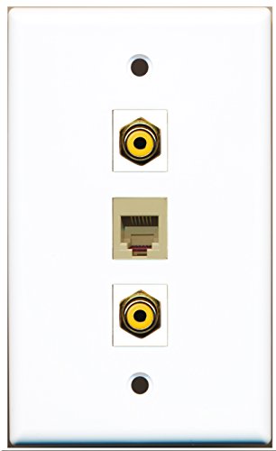 RiteAV - 2 Port RCA Yellow and 1 Port Phone RJ11 RJ12 Beige Wall Plate