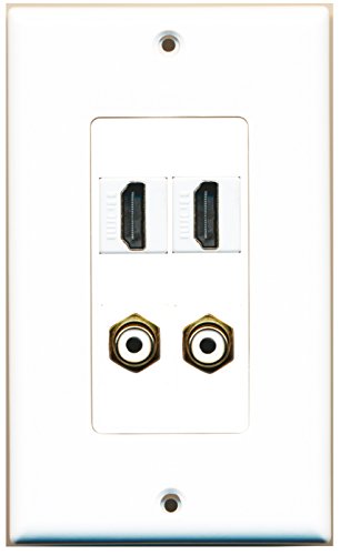 RiteAV - 2 Port HDMI 2 Port RCA White Wall Plate Decorative