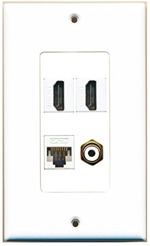 RiteAV - 2 Port HDMI 1 Port RCA White 1 Port Cat5e Ethernet White Wall Plate Decorative