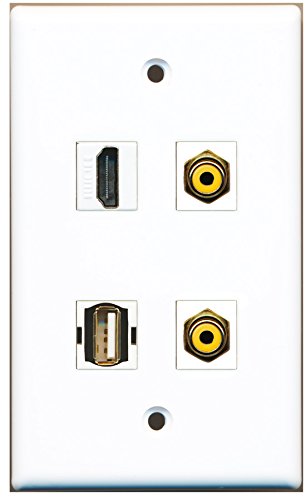 RiteAV - 1 Port HDMI 2 Port RCA Yellow 1 Port USB A-A Wall Plate