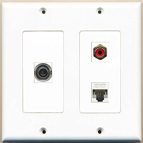 RiteAV - 1 Port RCA Red 1 Port 3.5mm 1 Port Cat5e Ethernet White - 2 Gang Wall Plate