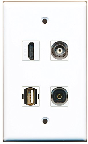 RiteAV - 1 Port HDMI 1 Port USB A-A 1 Port Toslink 1 Port BNC Wall Plate