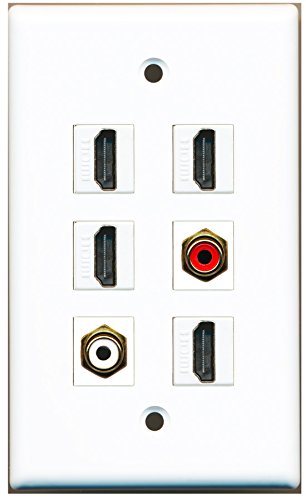 RiteAV - 4 HDMI 1 Port RCA Red 1 Port RCA White Wall Plate