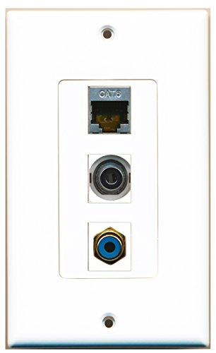 RiteAV - 1 Port RCA Blue and 1 Port Shielded Cat6 Ethernet and 1 Port 3.5mm Decorative Wall Plate Decorative