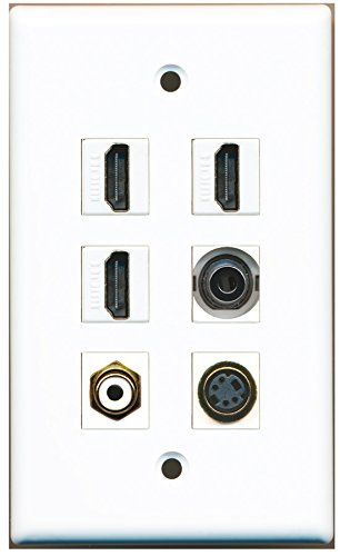 RiteAV - 3 HDMI 1 Port RCA White 1 Port S-Video 1 Port 3.5mm Wall Plate