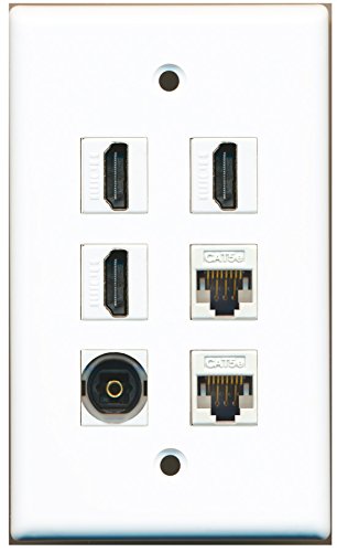 RiteAV - 3 HDMI 1 Port Toslink 2 Port Cat5e Ethernet White Wall Plate