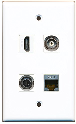 RiteAV - 1 Port HDMI 1 Port Shielded Cat6 Ethernet 1 Port 3.5mm 1 Port BNC Wall Plate