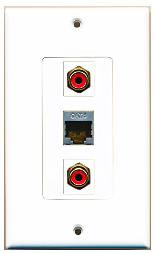 RiteAV - 2 Port RCA Red and 1 Port Shielded Cat6 Ethernet Decorative Wall Plate Decorative
