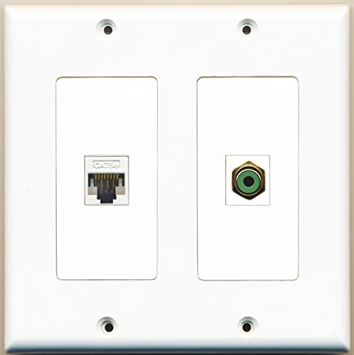 RiteAV - 1 Port RCA Green 1 Port Cat5e Ethernet White - Dual Gang Wall Plate
