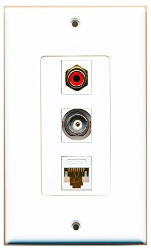 RiteAV - 1 Port RCA Red and 1 Port BNC and 1 Port Cat6 Ethernet White Decorative Wall Plate Decorative