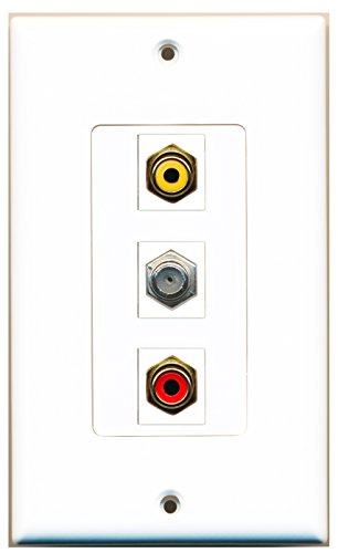 RiteAV - 1 Port RCA Red and 1 Port RCA Yellow and 1 Port Coax Cable TV- F-Type Decorative Wall Plate Decorative