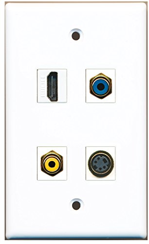 RiteAV - 1 Port HDMI 1 Port RCA Yellow 1 Port RCA Blue 1 Port S-Video Wall Plate