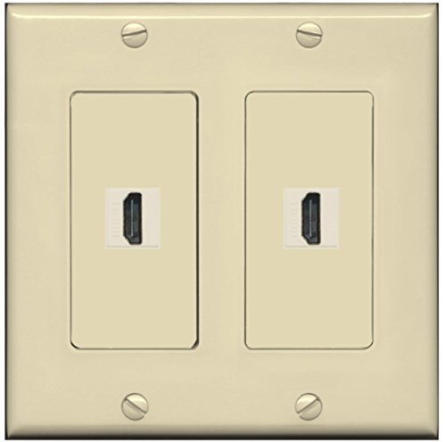 RiteAV - 2 Port HDMI - Dual Gang Wall Plate - Ivory
