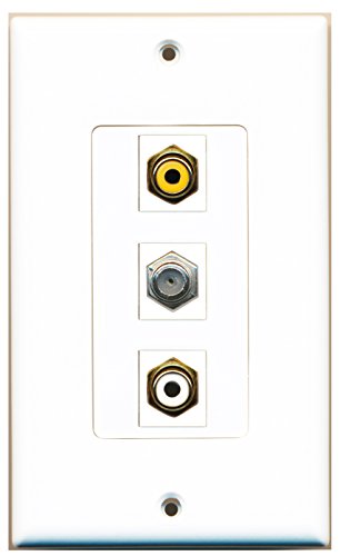 RiteAV - 1 Port RCA White and 1 Port RCA Yellow and 1 Port Coax Cable TV- F-Type Decorative Wall Plate Decorative