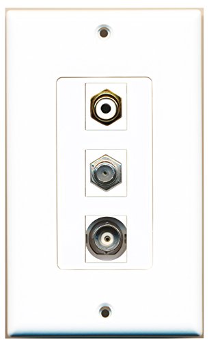 RiteAV - 1 Port RCA White and 1 Port Coax Cable TV- F-Type and 1 Port BNC Decorative Wall Plate Decorative